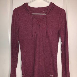 Hollister Lace-Up Hooded Shirt